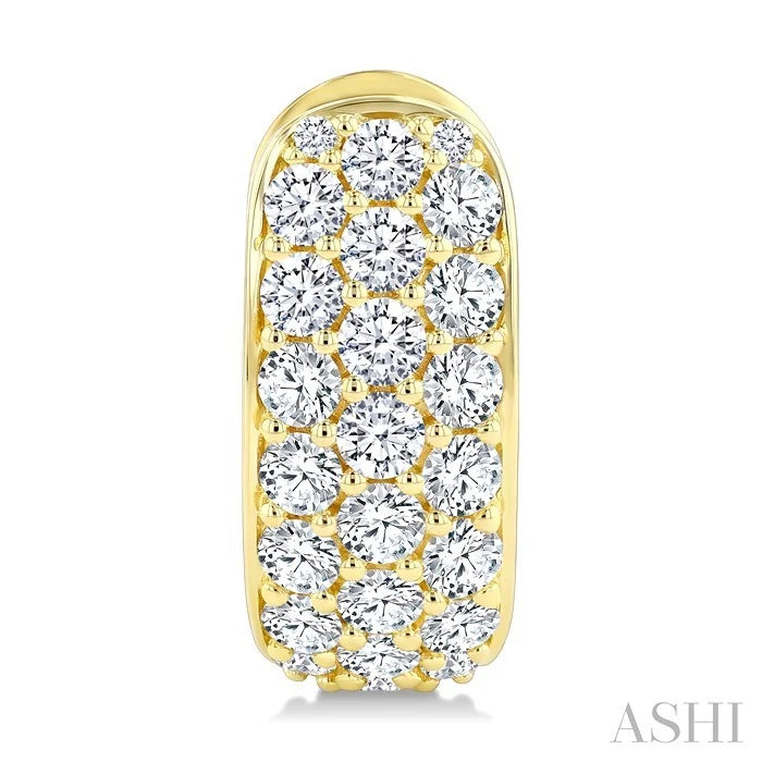 3 Row Diamond Fashion Pave Half Hoop Earrings