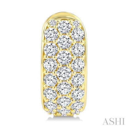 3 Row Diamond Fashion Pave Half Hoop Earrings