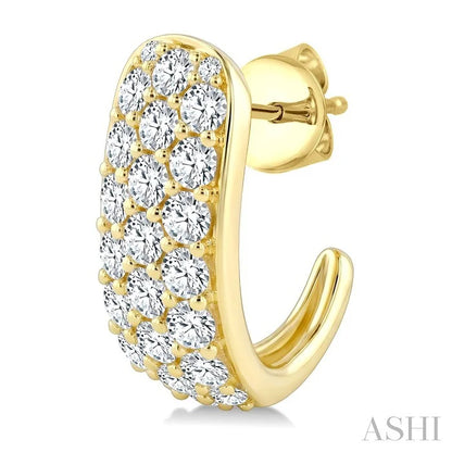 3 Row Diamond Fashion Pave Half Hoop Earrings