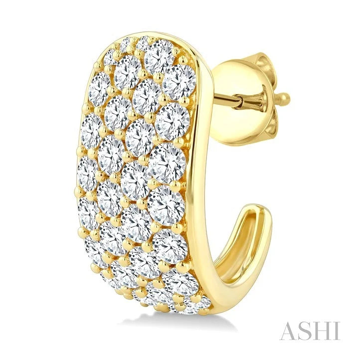 4 Row Diamond Fashion Pave Half Hoop Earrings