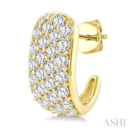 4 Row Diamond Fashion Pave Half Hoop Earrings