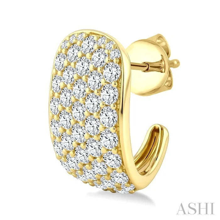 5 Row Diamond Fashion Pave Half Hoop Earrings