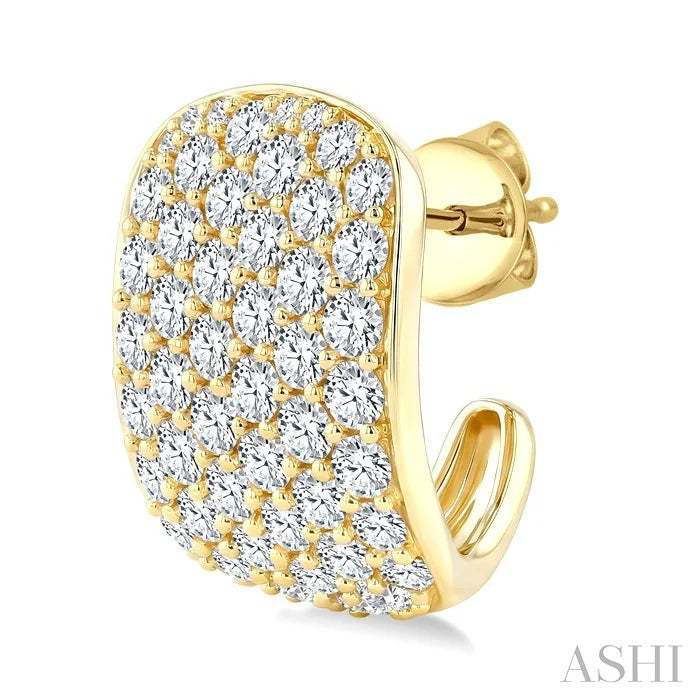 6 Row Diamond Fashion Pave Half Hoop Earrings