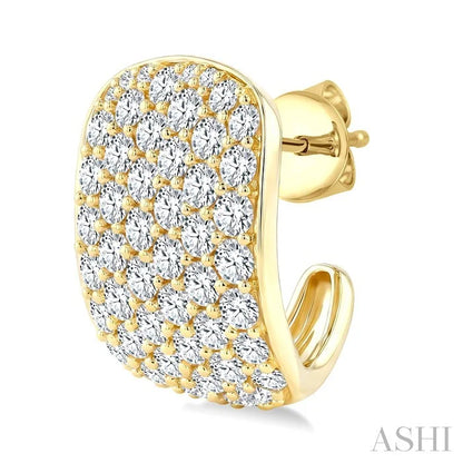 6 Row Diamond Fashion Pave Half Hoop Earrings