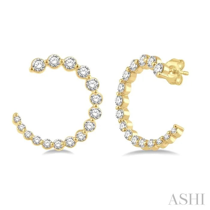Graduated Diamond Half Hoop Earrings