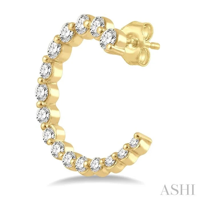 Graduated Diamond Half Hoop Earrings