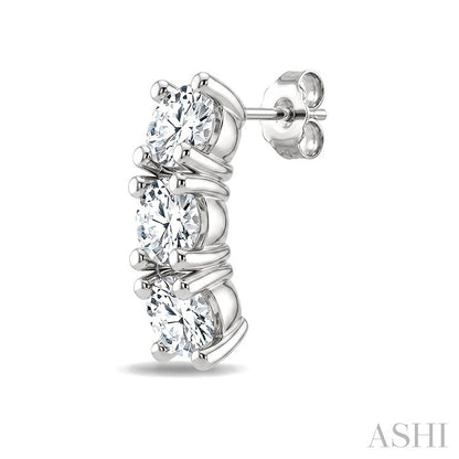 3 Stone Diamond Fashion Earrings