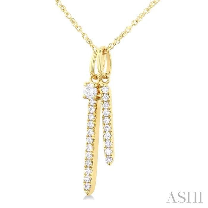 Double Vertical Bar Diamond Pendant