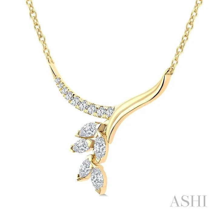 Floral Drop Diamond Fashion Necklace