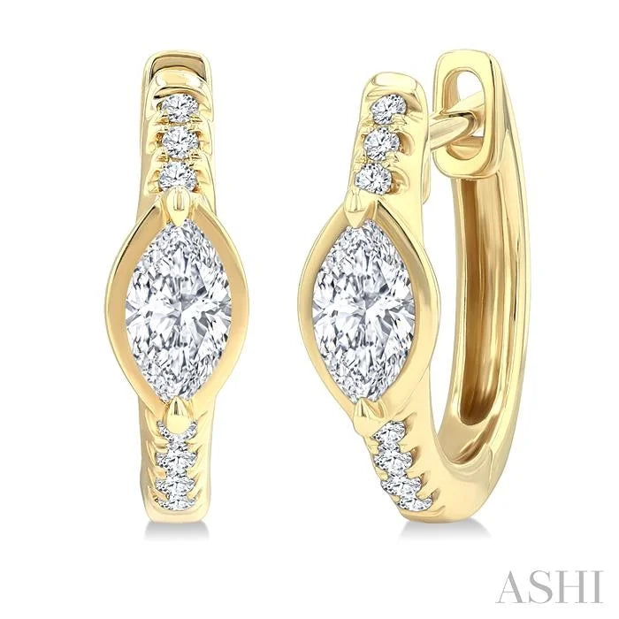 Marquise Shape Diamond Huggie Fashion Earrings