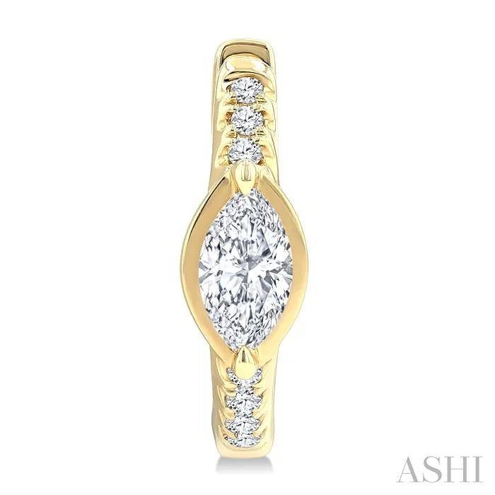 Marquise Shape Diamond Huggie Fashion Earrings