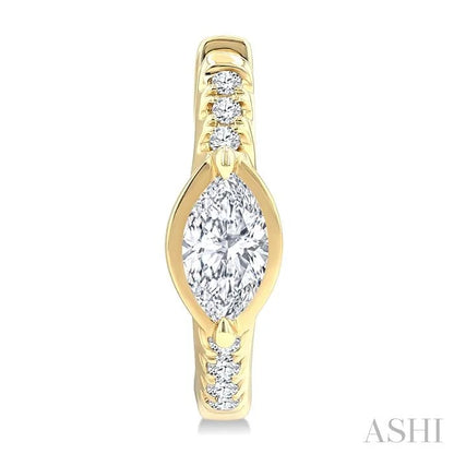 Marquise Shape Diamond Huggie Fashion Earrings