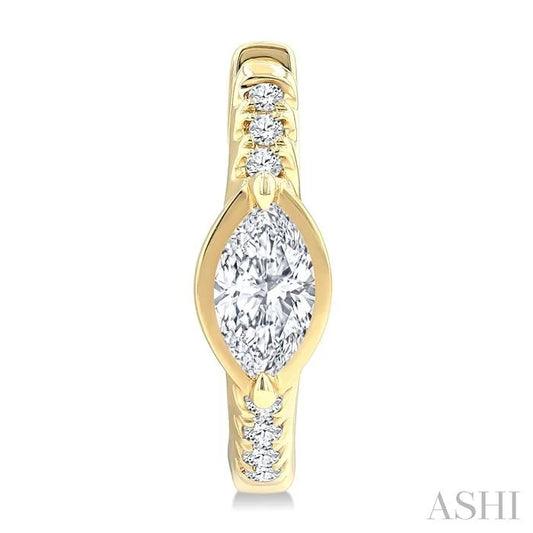 Marquise Shape Diamond Huggie Fashion Earrings