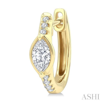 Marquise Shape Diamond Huggie Fashion Earrings
