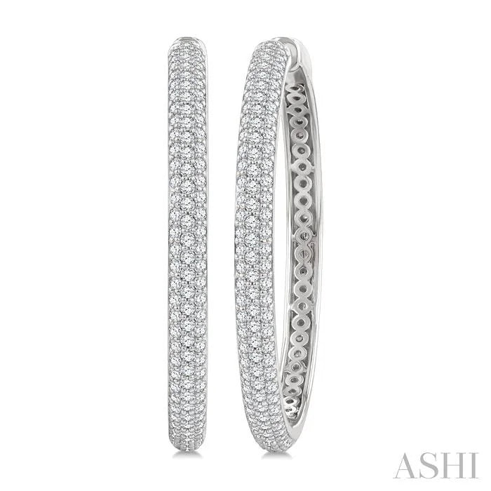 Pave Set Diamond Fashion Hoop Earrings