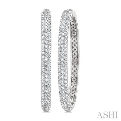 Pave Set Diamond Fashion Hoop Earrings