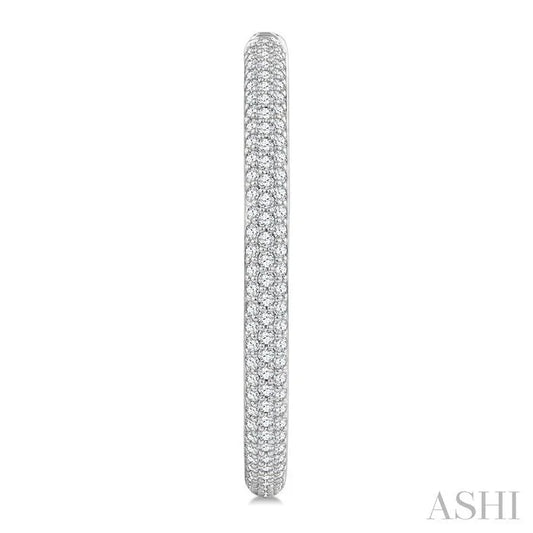 Pave Set Diamond Fashion Hoop Earrings