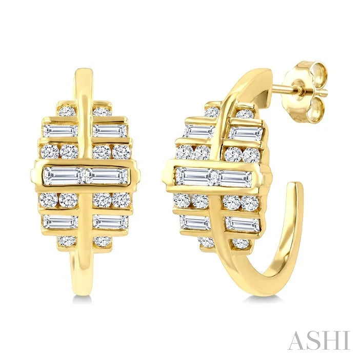 Fusion Diamond Fashion Half Hoop Earrings