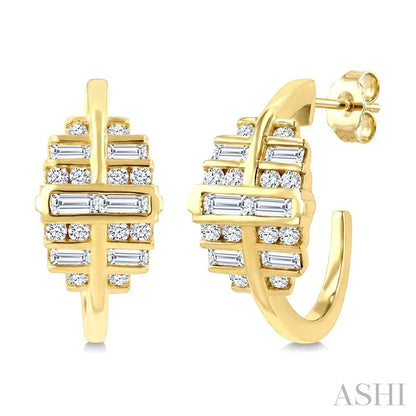 Fusion Diamond Fashion Half Hoop Earrings