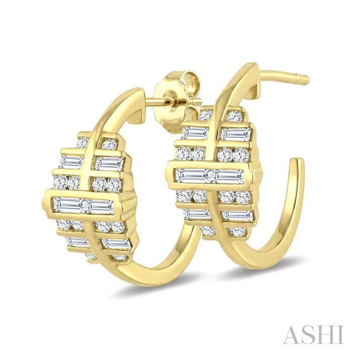 Fusion Diamond Fashion Half Hoop Earrings