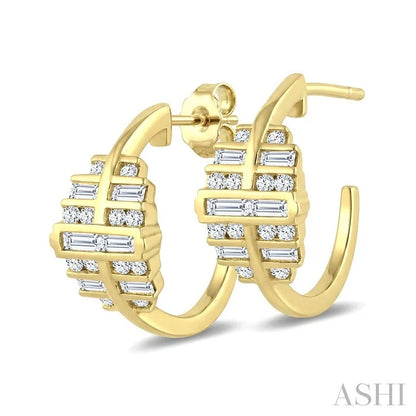 Fusion Diamond Fashion Half Hoop Earrings