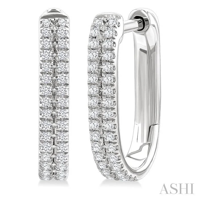 Double Row Diamond Hoop Earrings