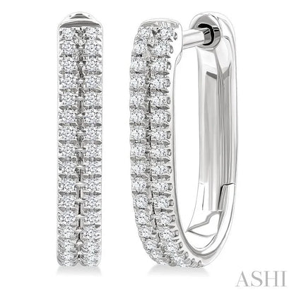 Double Row Diamond Hoop Earrings