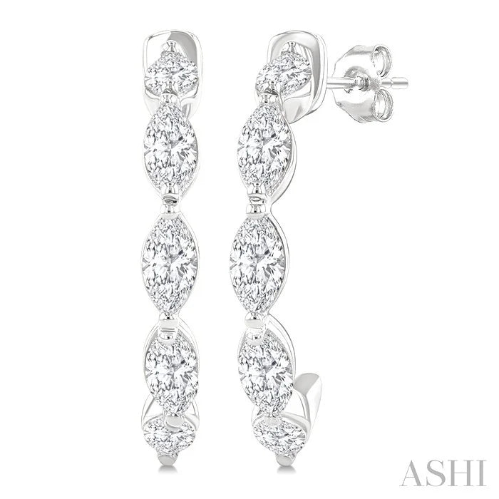 Marquise Shape Diamond Fashion Half Hoop Earrings