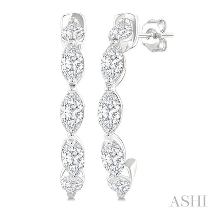 Marquise Shape Diamond Fashion Half Hoop Earrings