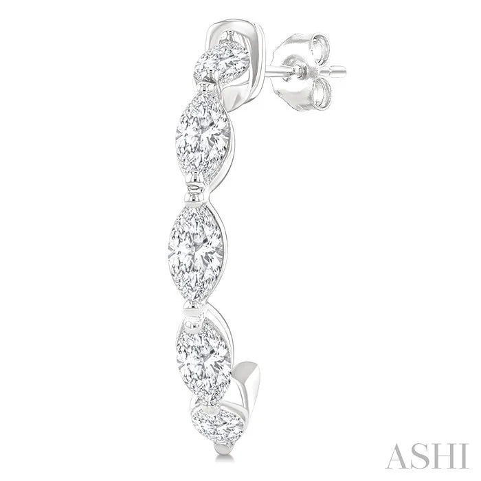 Marquise Shape Diamond Fashion Half Hoop Earrings