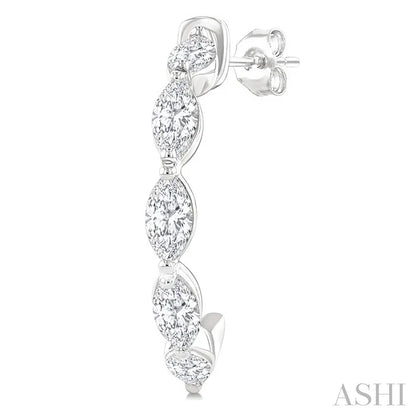 Marquise Shape Diamond Fashion Half Hoop Earrings
