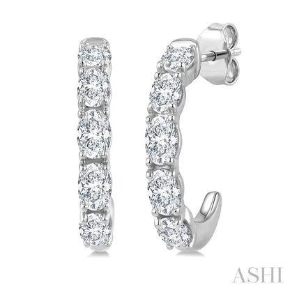 Oval Shape Diamond Fashion Half Hoop Earrings