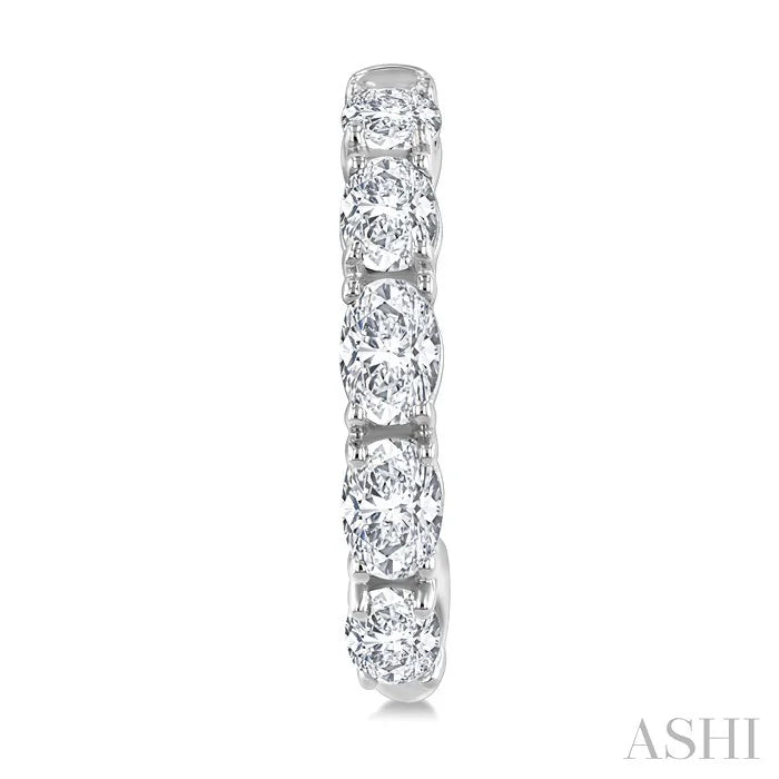 Oval Shape Diamond Fashion Half Hoop Earrings