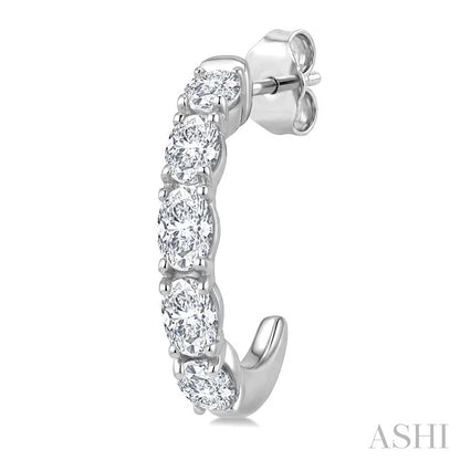 Oval Shape Diamond Fashion Half Hoop Earrings