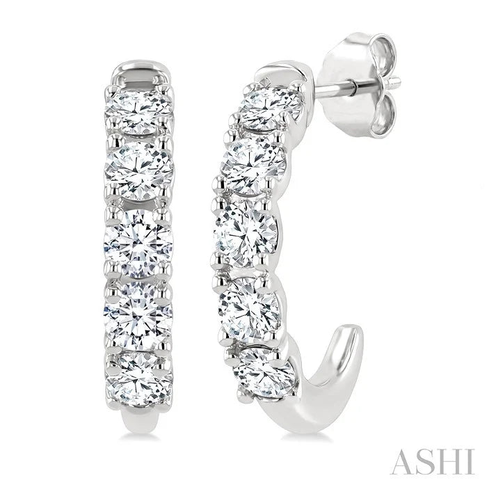 Round Shape Diamond Fashion Half Hoop Earrings