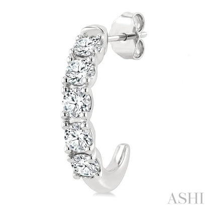 Round Shape Diamond Fashion Half Hoop Earrings