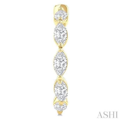 Marquise Shape Diamond Fashion Half Hoop Earrings
