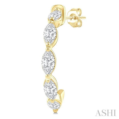 Marquise Shape Diamond Fashion Half Hoop Earrings