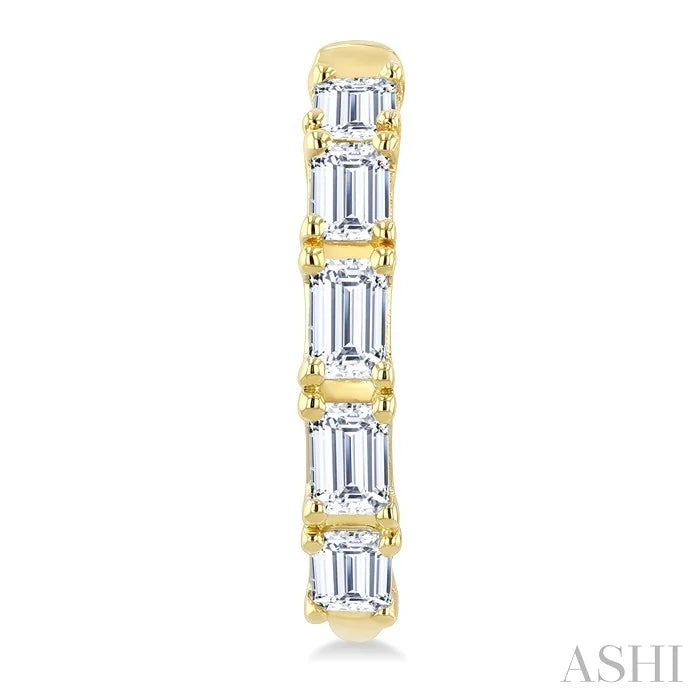 Emerald Shape Diamond Fashion Half Hoop Earrings