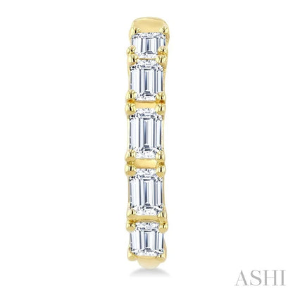 Emerald Shape Diamond Fashion Half Hoop Earrings