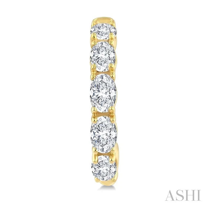 Oval Shape Diamond Fashion Half Hoop Earrings