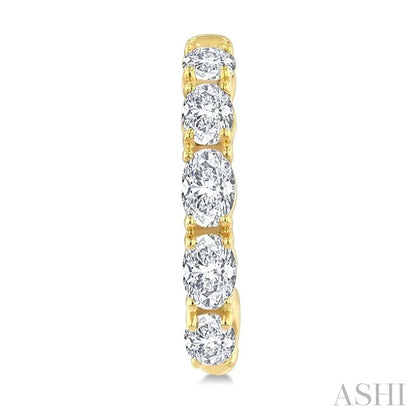 Oval Shape Diamond Fashion Half Hoop Earrings