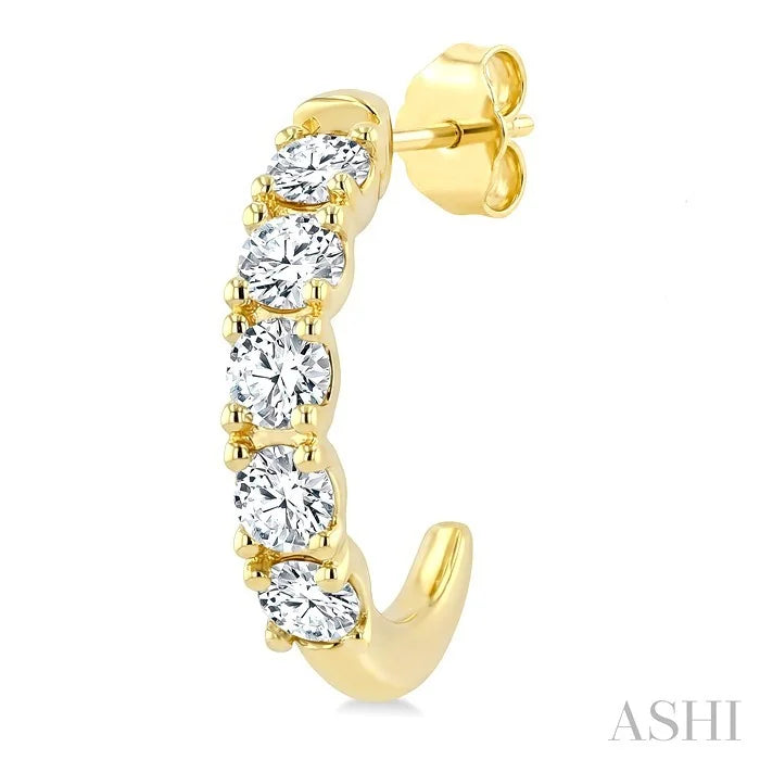 Round Shape Diamond Fashion Half Hoop Earrings