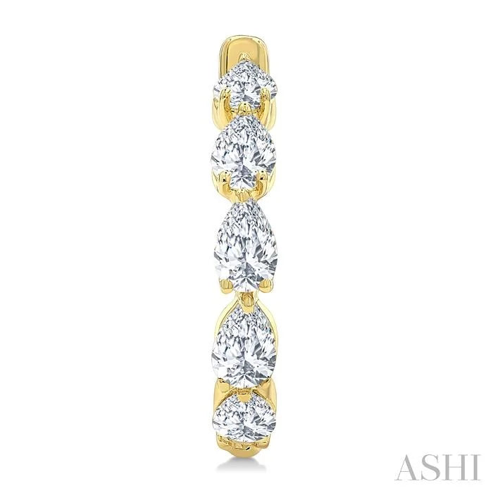 Pear Shape Diamond Fashion Half Hoop Earrings