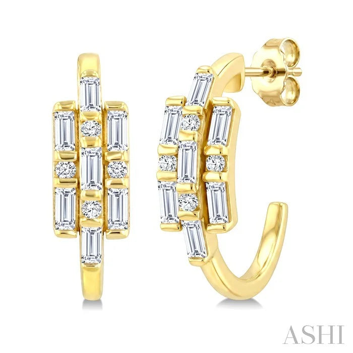 Fusion Diamond Fashion Half Hoop Earrings