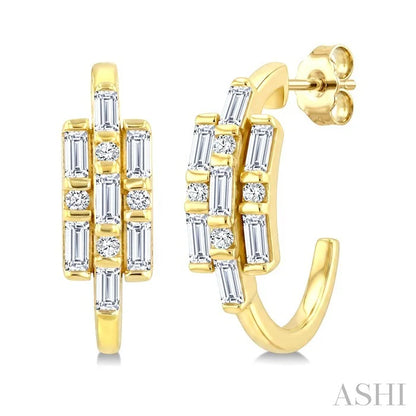 Fusion Diamond Fashion Half Hoop Earrings