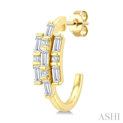 Fusion Diamond Fashion Half Hoop Earrings