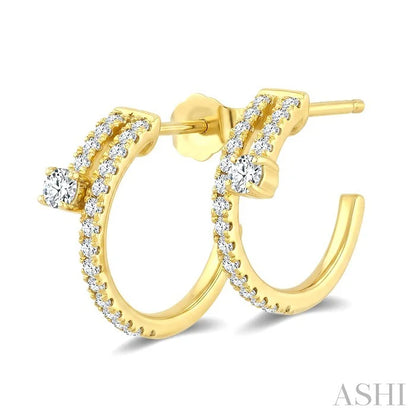 Diamond Fashion Half Hoop Earrings