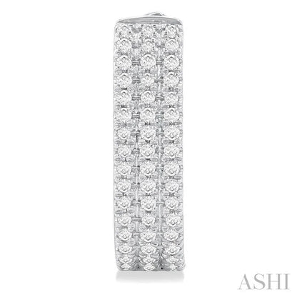Three Row Diamond Hoop Earrings