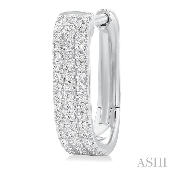 Three Row Diamond Hoop Earrings
